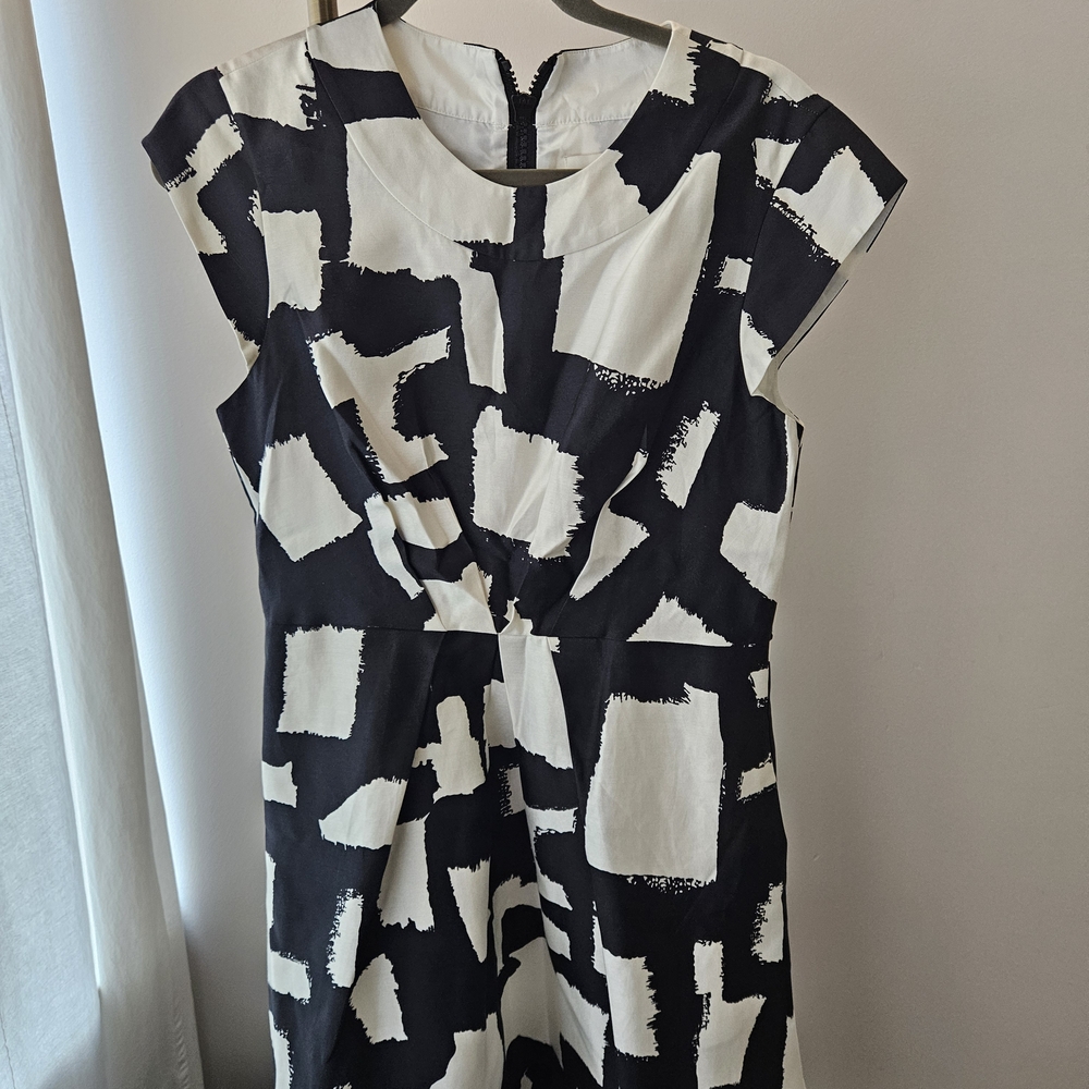 Kate Spade Black and White Abstract Midi Dress